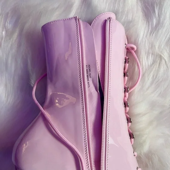 🌸 {nib} Pleasers Adore 7” Stiletto Lace-Up Ankle Boot Heels 12 - Picture 9 of 13